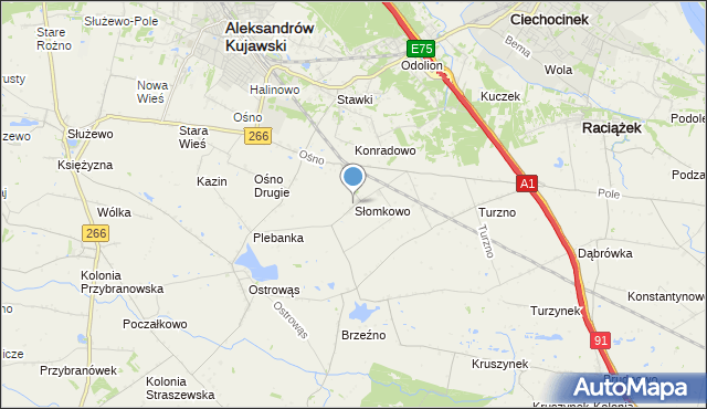 mapa Słomkowo, Słomkowo gmina Aleksandrów Kujawski na mapie Targeo
